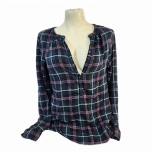 Lucky Brand Plaid Button Up Blouse